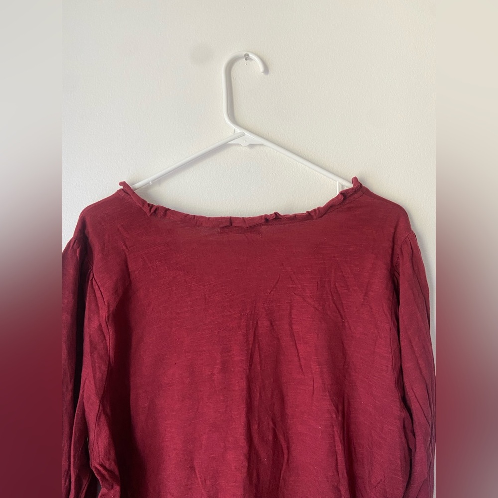 Sonoma Split Neck Knit Long Sleeve Top - Deep Red - Picture 10 of 12